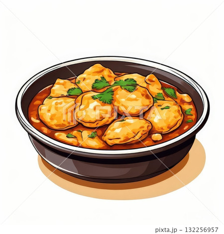 an AI Image Generator, Delicious Curry Dumplings Garnished With Cilantro in a Bowl an AI Image Generator, Delicious Curry Dumplings Garnished With Cilantro in a Bowl 132256957