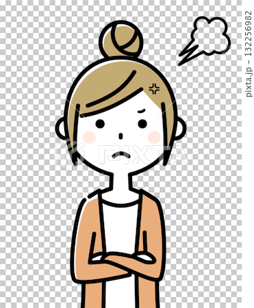 若い女性　ママ　怒る 132256982