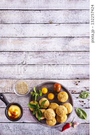 plate of fried falafel balls plate of fried falafel balls 132257424