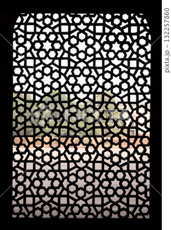 Stone window at Humayun's Tomb, built by Hamida Banu Begun in 1565-72, Delhi, India Stone window at Humayun's Tomb, built by Hamida Banu Begun in 1565-72, Delhi, India 132257860