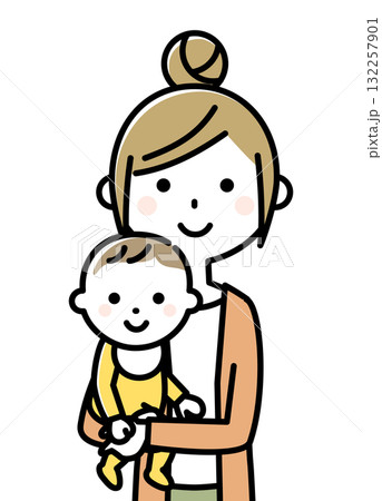 赤ちゃんを抱っこするママ 132257901