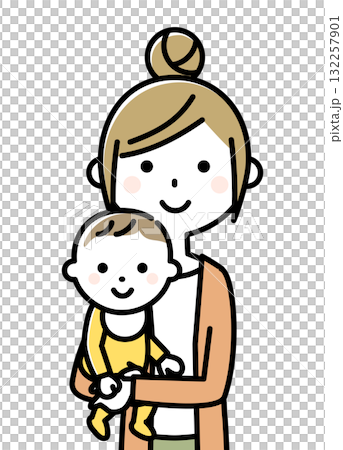 赤ちゃんを抱っこするママ 132257901