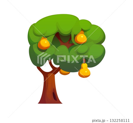 Cartoon letter P as a tree with green foliage and ripe yellow pears hanging from its branches. Vector agriculture typeface, farm font, harvest and crop type, funny English alphabet. Fun abc character Cartoon letter P as a tree with green foliage and ripe yellow pears hanging from its branches. Vector agriculture typeface, farm font, harvest and crop type, funny English alphabet. Fun abc character 132258111