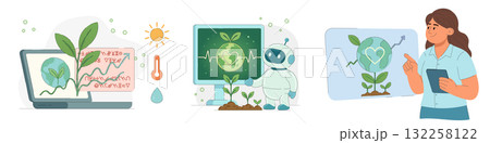 Eco innovation and green technology concept with AI, growth and climate data Eco innovation and green technology concept with AI, growth and climate data 132258122