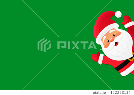 Santa Claus Christmas Card Copy Space Vector Green Background. Santa Claus Christmas Card Copy Space Vector Green Background. 132258134