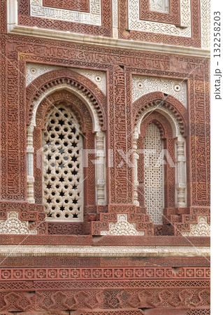 Window with sunglow in Alai Minar, Qutub Minar complex, Delhi, India 132258203