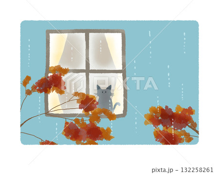 七十二候　霎時施こさめときどきふるのイメージイラスト文字無し 132258261