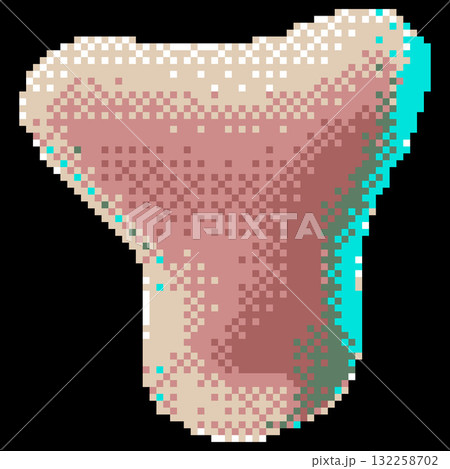 3D pink blob splash Y shape vector pixel art, Y2K style drop liquid surface with holographic reflection, spilled fluid 132258702