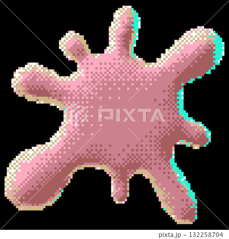 Pink pixel blob with green glow, Y2K style, liquid shape, 8-bit. Pink pixel blob with green glow, Y2K style, liquid shape, 8-bit. 132258704