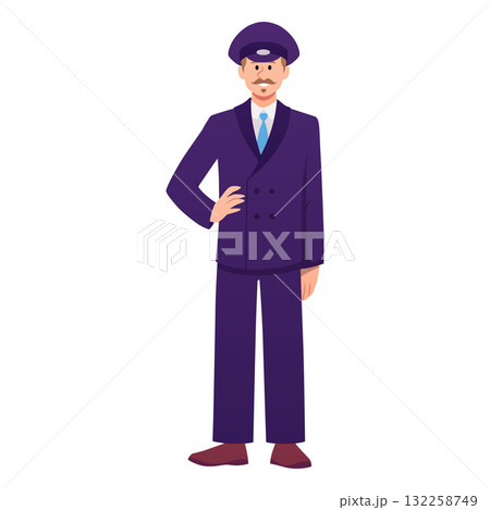 A smiling man in a purple suit, trousers, jacket, tie, and cap, standing full-length. A smiling man in a purple suit, trousers, jacket, tie, and cap, standing full-length. 132258749