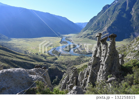 Stone mushrooms, geological formation in the Altai mountain region Stone mushrooms, geological formation in the Altai mountain region 132258815