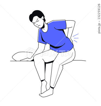 Man with Backache - colorful flat design illustration 132259126