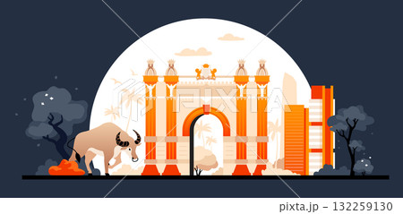 Travel to Spain - colorful flat design style illustration 132259130