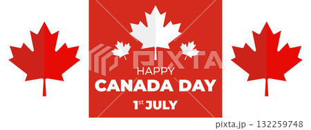 Canada Independence Day Long Greeting Celebration Banner. Happy Canada Day Web Banner Background with Red Maple Leaf. First of July Canada Day National Patriotic Holiday Post Vector Illustration Canada Independence Day Long Greeting Celebration Banner. Happy Canada Day Web Banner Background with Red Maple Leaf. First of July Canada Day National Patriotic Holiday Post Vector Illustration 132259748