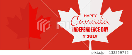Canada Independence Day Long Greeting Celebration Banner. Happy Canada Day Web Banner Background with Red Maple Leaf. First of July Canada Day National Patriotic Holiday Post Vector Illustration Canada Independence Day Long Greeting Celebration Banner. Happy Canada Day Web Banner Background with Red Maple Leaf. First of July Canada Day National Patriotic Holiday Post Vector Illustration 132259753