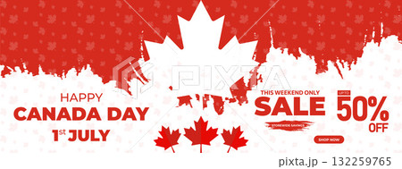 Canada Day Sale Web Banner. Happy Canada Independence Day Mega Big Sale Banner Background Illustration. Canada Day Weekend Promotion Discount Banner. First of July Holiday Special Offer Template Canada Day Sale Web Banner. Happy Canada Independence Day Mega Big Sale Banner Background Illustration. Canada Day Weekend Promotion Discount Banner. First of July Holiday Special Offer Template 132259765