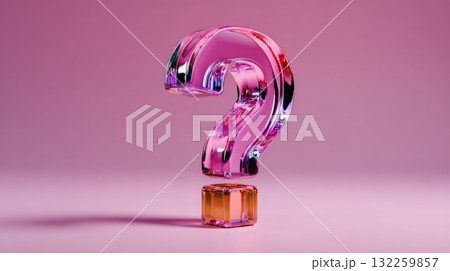 Glossy semi-transparent glass pink question...のイラスト素材 [132259857] - PIXTA