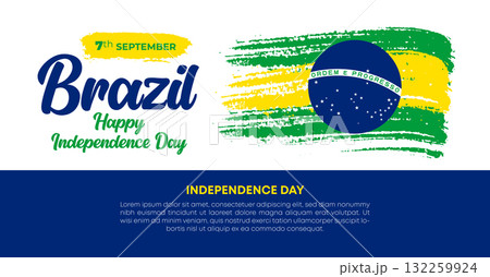 Brazil Independence Day 7 September. Independence Day Web Banner Background With Brazil Flag. Happy Brazil National Holiday Freedom Day Template For Brochure, Cover, Poster, Header, Invitation Card 132259924