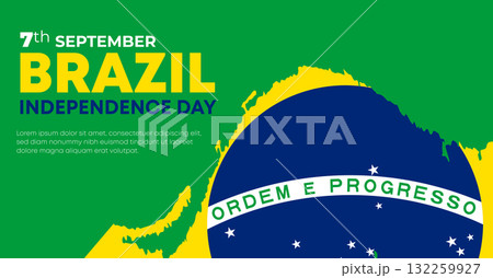 Brazil Independence Day 7 September. Independence Day Web Banner Background With Brazil Flag. Happy Brazil National Holiday Freedom Day Template For Brochure, Cover, Poster, Header, Invitation Card 132259927