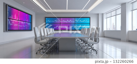 A modern space with a focus on technology and data visualization. The room is well-lit with natural light coming through large . A modern space with a focus on technology and data visualization. The room is well-lit with natural light coming through large . 132260266