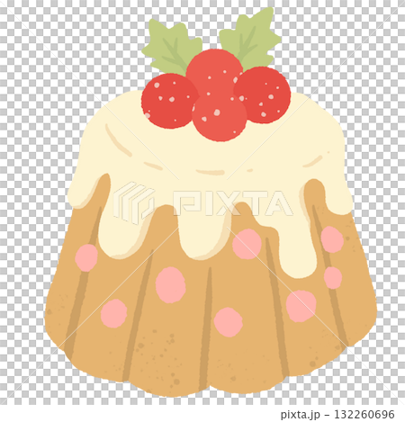 Christmas pudding with holly berries illustration pastel coquette dessert clipart kawaii bakery art hand drawn for cards crafts and holiday projects 132260696
