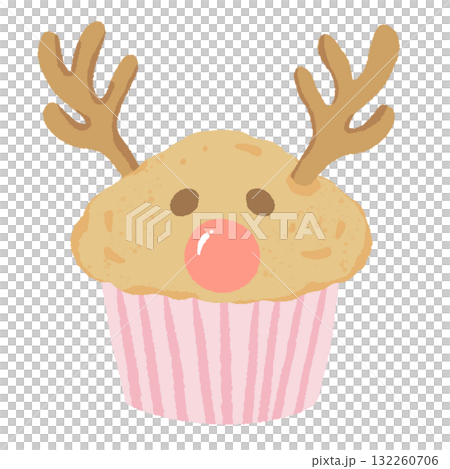 Cute reindeer cupcake illustration pastel coquette Christmas dessert clipart kawaii bakery art hand drawn for holiday cards stickers and planners Cute reindeer cupcake illustration pastel coquette Christmas dessert clipart kawaii bakery art hand drawn for holiday cards stickers and planners 132260706
