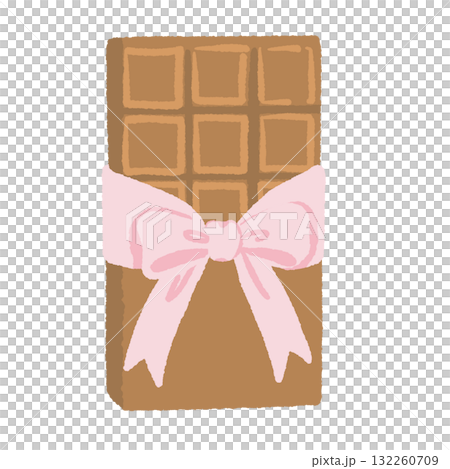 Chocolate bar with pink bow illustration pastel coquette Christmas dessert clipart kawaii candy art hand drawn for cards stickers and holiday designs 132260709