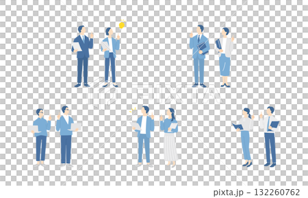 PCや書類ファイルを持って納得する、いろんな部署のビジネスパーソンセット 132260762