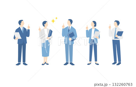 問題が解決したビジネスチームの全身イラストセット 132260763