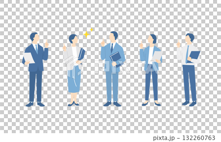 問題が解決したビジネスチームの全身イラストセット 132260763
