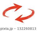 力強く描かれた赤の回転する矢印 132260813