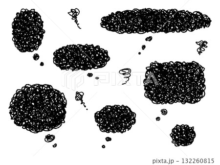 モヤモヤの黒の吹き出しセット(デコボコの線) モヤモヤの黒の吹き出しセット(デコボコの線) 132260815