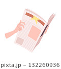 Cartoon newspaper in hand. Morning press and news journals folded and opened, business man hand with paper journal, daily news concept. Vector illustration 132260936