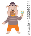Dog detective character investigating and search for evidence 132260944