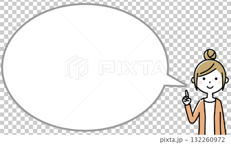 若い女性　ママ　指をさす 132260972