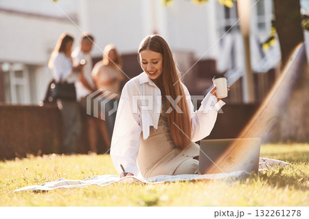 Conception of education. Group of students are outside together 132261278