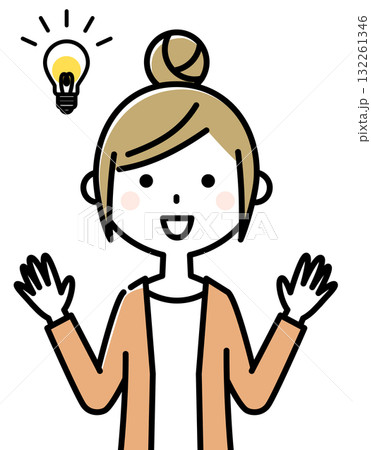 若い女性　ママ　ひらめく 132261346