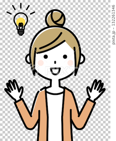 若い女性　ママ　ひらめく 132261346