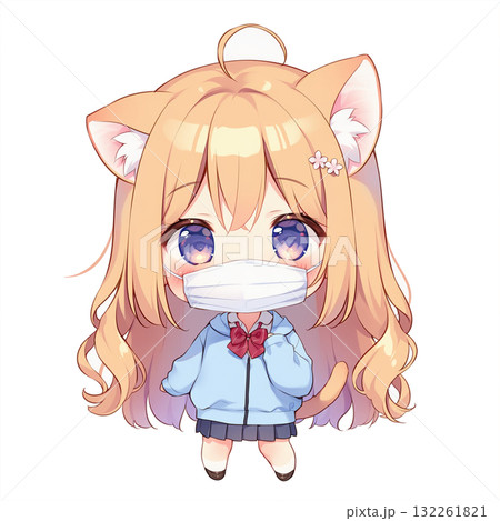 マスクをしている少女 132261821
