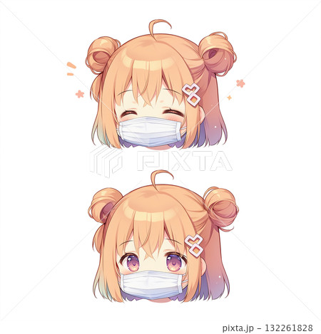 マスクをしている少女（差分付き） 132261828