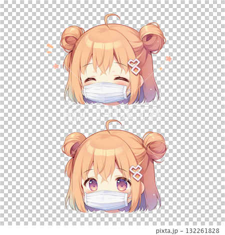 マスクをしている少女（差分付き） 132261828