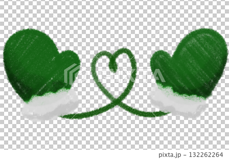 綠色手繪手套和心形 綠色手繪手套和心形 132262264