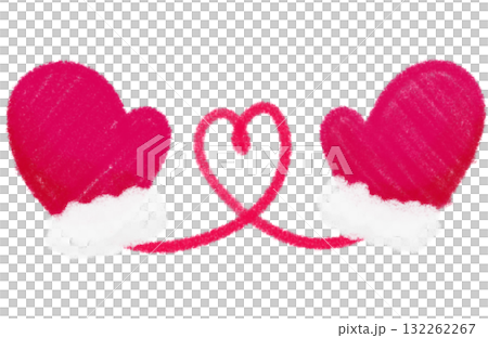 鮮やかなピンク色の手描きの手袋とハート 鮮やかなピンク色の手描きの手袋とハート 132262267