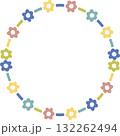 Wreath frame with colorful flower elements. Trendy graphic template. Cute empty frame box. 132262494