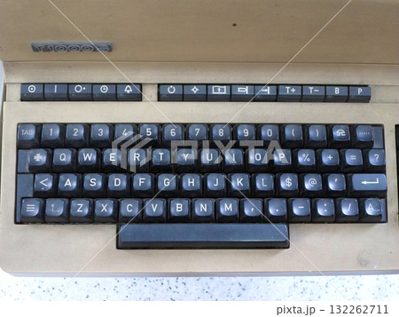 Close Up of a Vintage Computer Keyboard with Black Keys and Symbols Close Up of a Vintage Computer Keyboard with Black Keys and Symbols 132262711