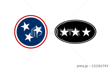 Tennessee State Flag and Three-Star Rating Logo Comparison. Tennessee State Flag and Three-Star Rating Logo Comparison. 132262743