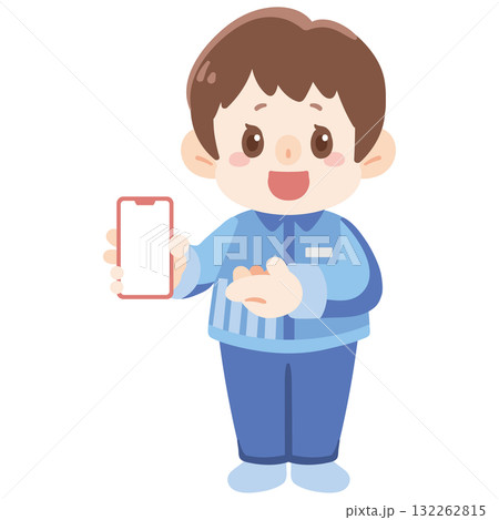 スマホを持つ店員 132262815