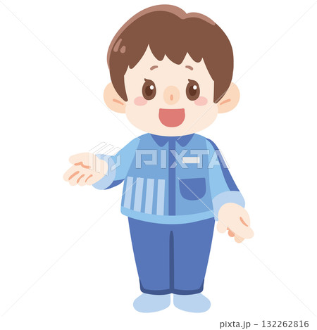 手のひらで指し示すコンビニ店員 132262816