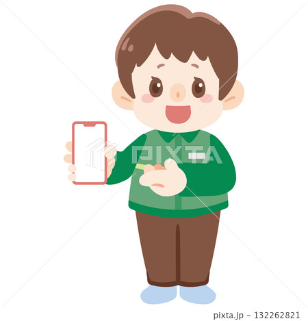 スマートフォンを持つ店員 132262821