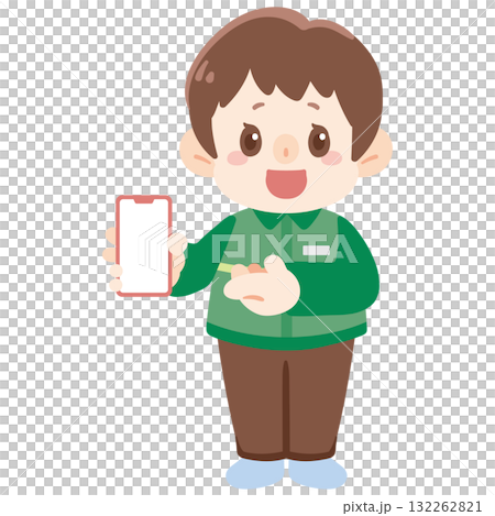 スマートフォンを持つ店員 132262821